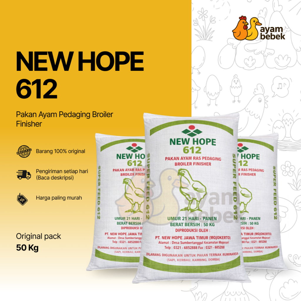New Hope 612 - Pakan Ayam Ras Pedaging (Broiler) – Masa Akhir (Finisher) | REPACK | Emak Farm