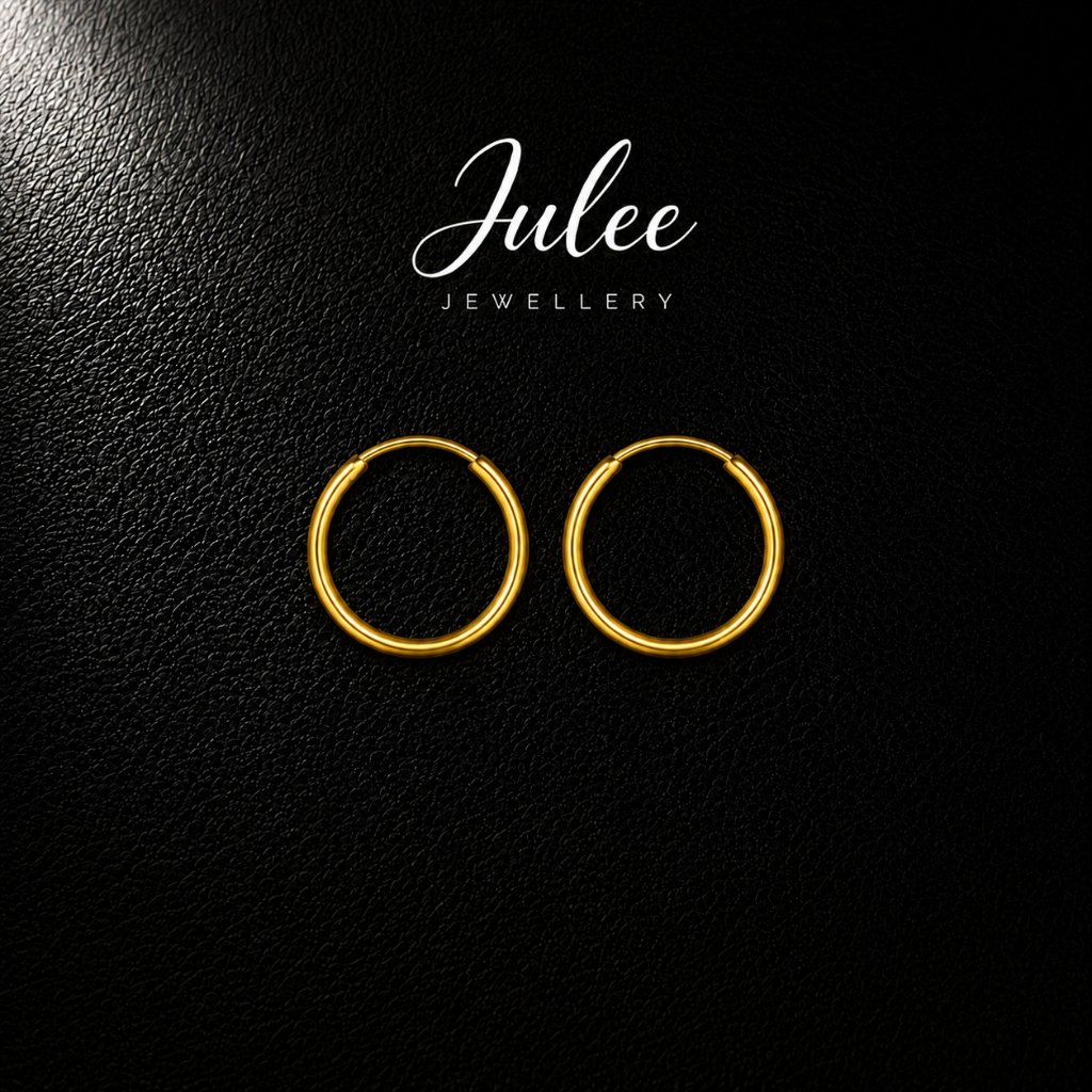 JULEE [24 Karat Emas] Anting lingkaran polos emas 24 Karat | Perhiasan Emas Murni 24K 0.39g | Anting