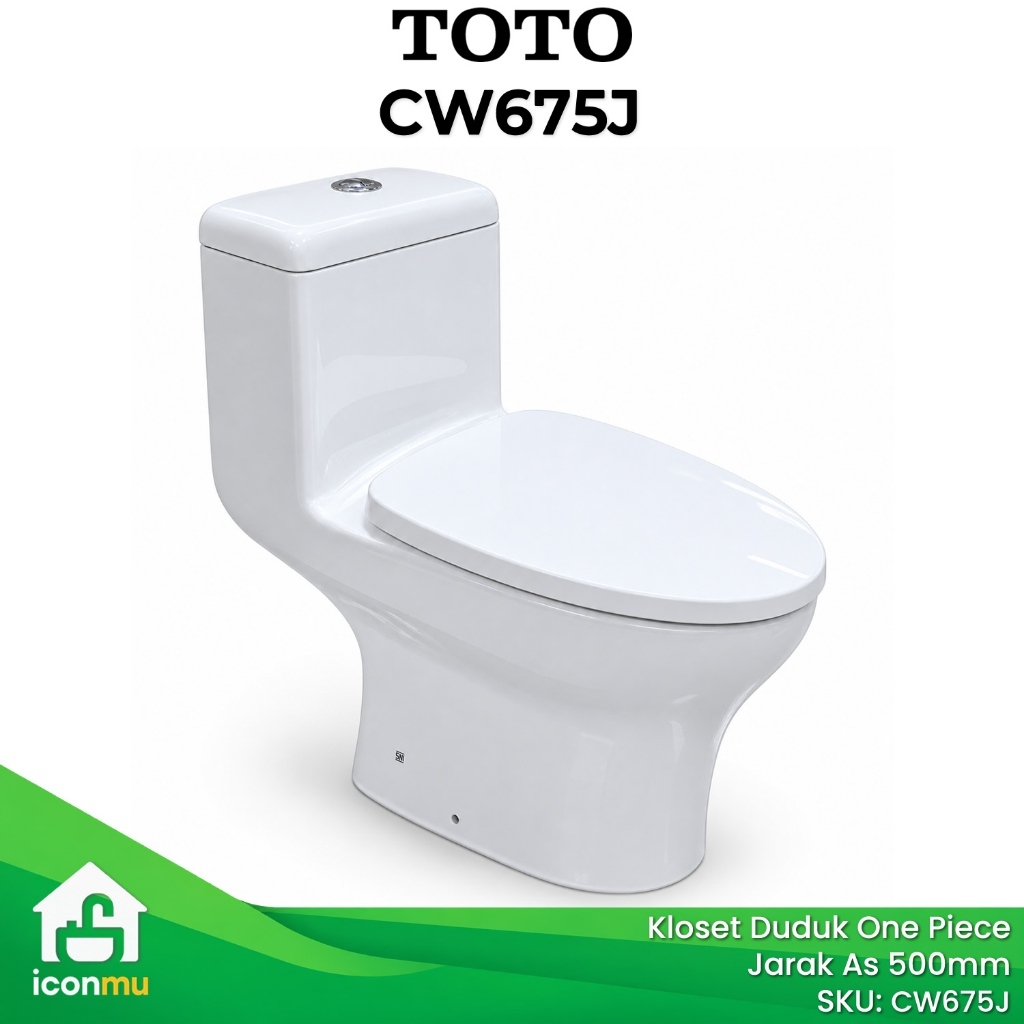 TOTO Kloset Duduk One Piece CW675J Dual Flush Putih As 50 Soft Closing Baru Original CW 675 CW675 CW