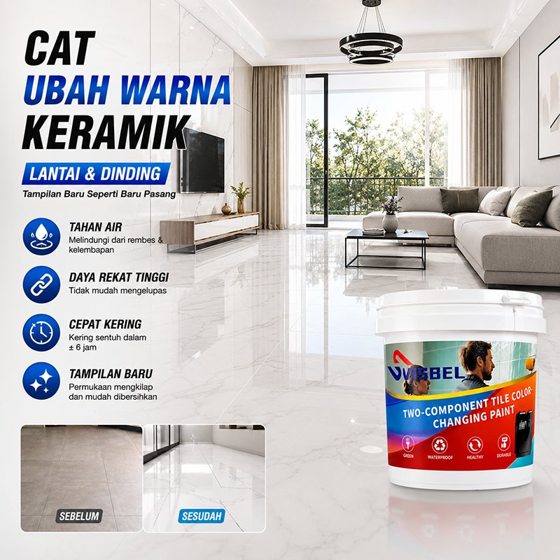 Cat Keramik Waterproof Tahan Gores Cat Ulang Lantai Keramik untuk Kamar Mandi Dapur