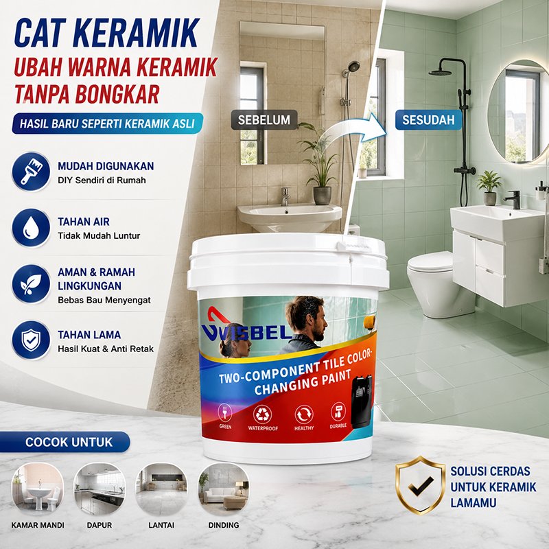 Cat Keramik Waterproof Tahan Gores Cat Ulang Lantai Keramik untuk Kamar Mandi Dapur