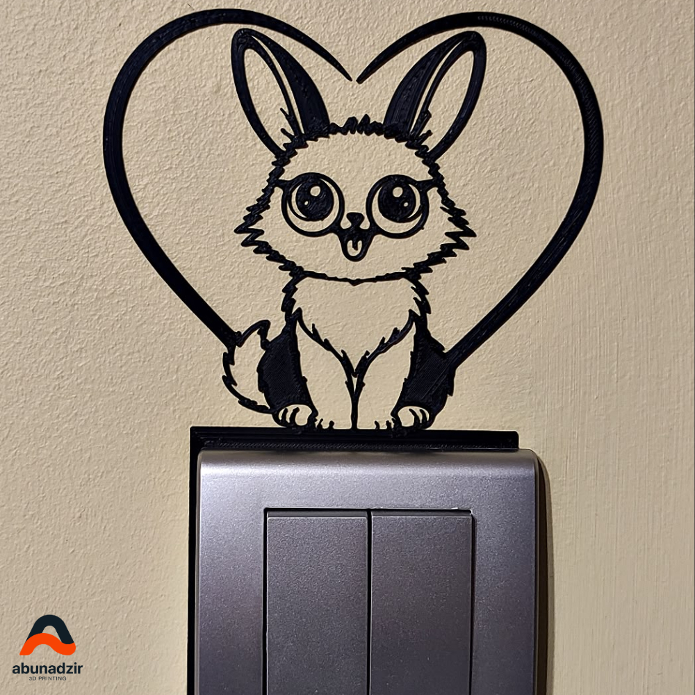 Hiasan Saklar Lampu Motif Kucing & Kelinci Lucu 3D - Dekorasi Dinding - By Abunadzir3D
