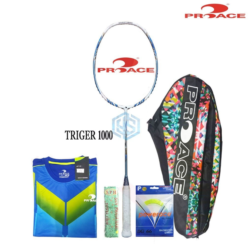 Raket Badminton ProAce Trigger 1000 Bonus Komplit  Pro Ace Trigger 1000