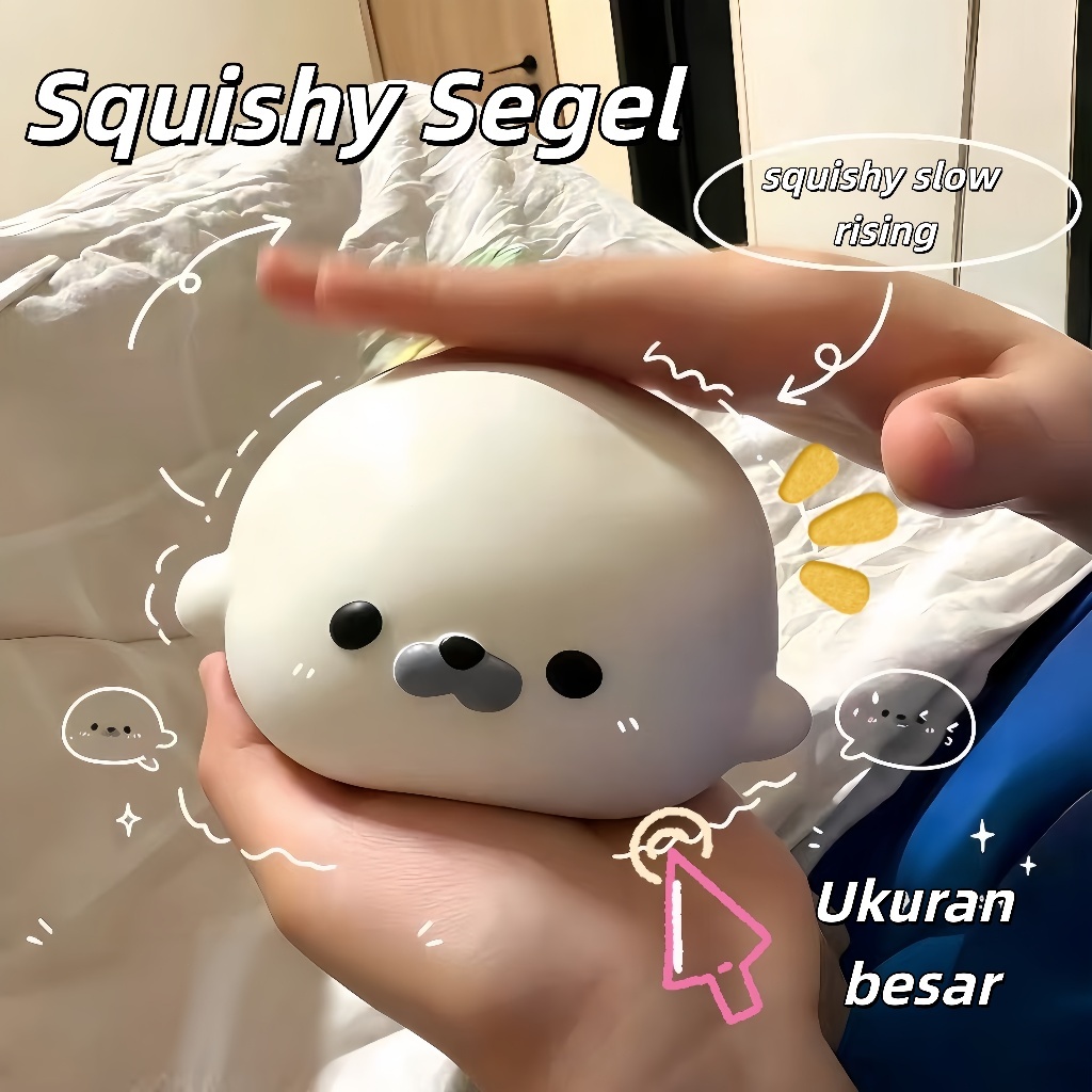 Squishy Segel squishy jumbo lucu squishy slow and soft Mainan Anti Stress Hewan Laut Boneka Tekan‑te