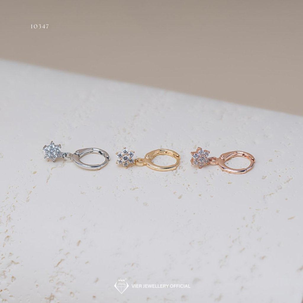Vier Jewellery Earring 10347 , Anting Lapis emas Replika berlian crystal zirconia