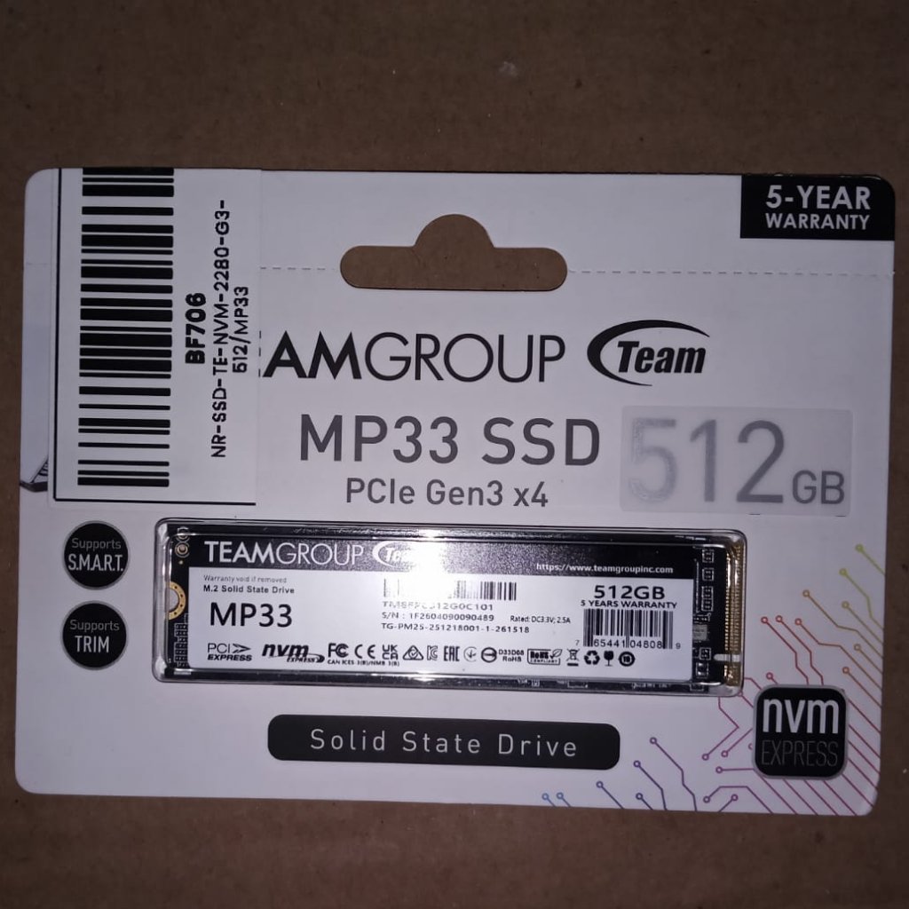 SSD TEAM GRUP MP33 TEAMGROUP 512GB PCIE 3.0 NVME M.2 2280