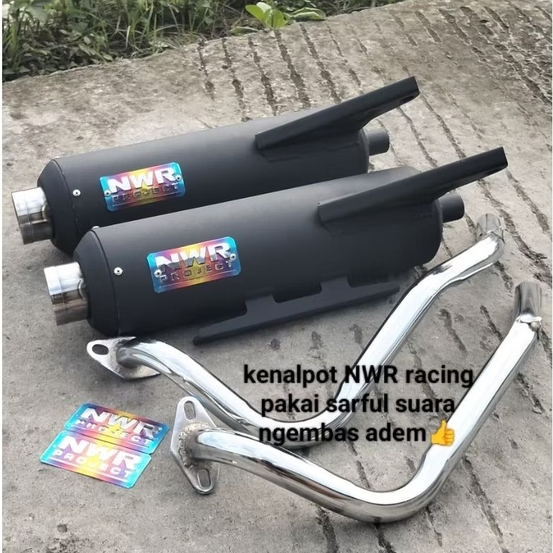 Kenalpot standar racing NWR project ujung crum bass adem untuk semua jenis motor matic inlet 26