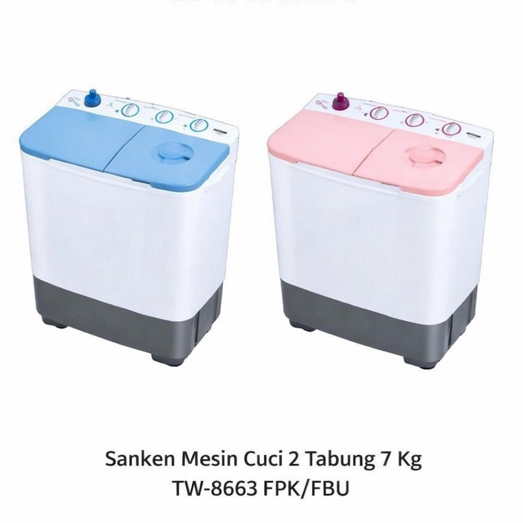 PROMO MESIN CUCI SANKEN TW 8663 - 2 Tabung Kapasitas 7 Kg - TW 8663FBU GARANSI RESMI