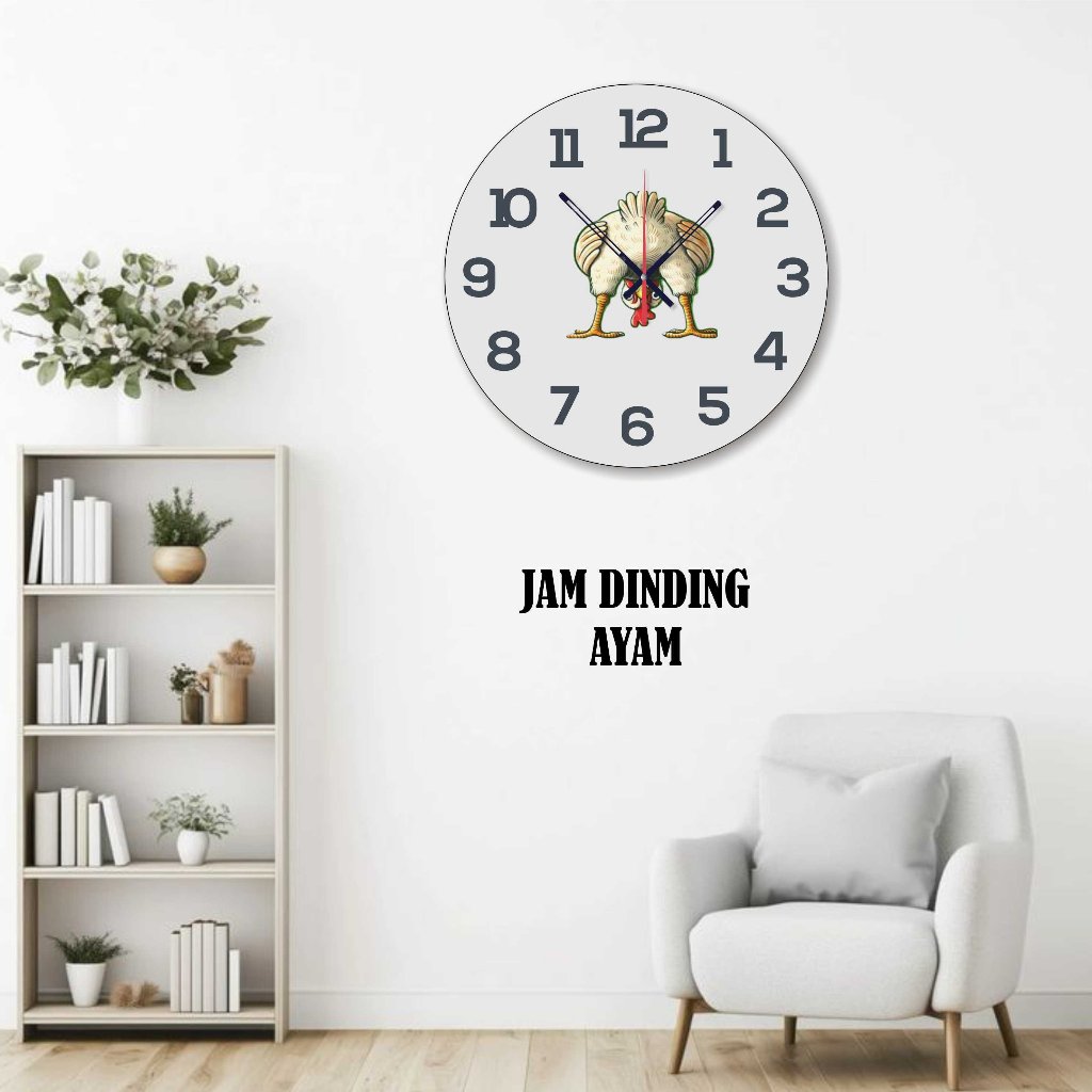 SA - 03 JAM DINDING UKIR AESTHETIC KARAKTER AYAM JAGO DEKORASI RUANG TAMU KAMAR TIDUR