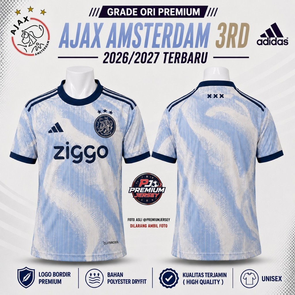 ( GRADE ORI ) Jersey Bola Ajax Amsterdam 3rd Third 2026/2027 New Grade Ori PREMIUM