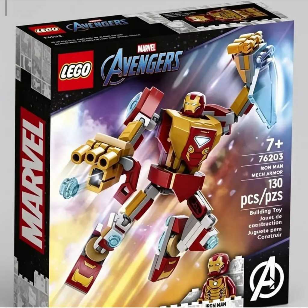 LEGO Marvel Avengers 76203 Iron Man Mech Armour set bangunan robot