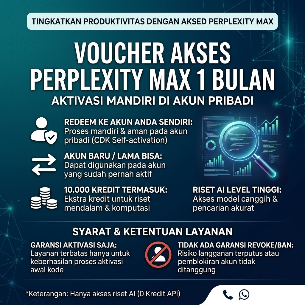 Voucher Akses Perplexity Max 1 Bulan Aktivasi Akun Sendiri - Paket 10K Poin
