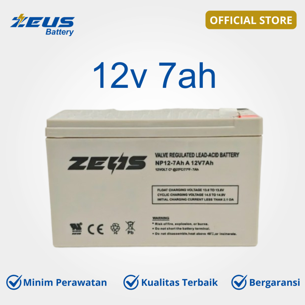 Aki UPS 12v 7ah 12 v 7 ah 12v7ah Accu Kering VRLA ZEUS