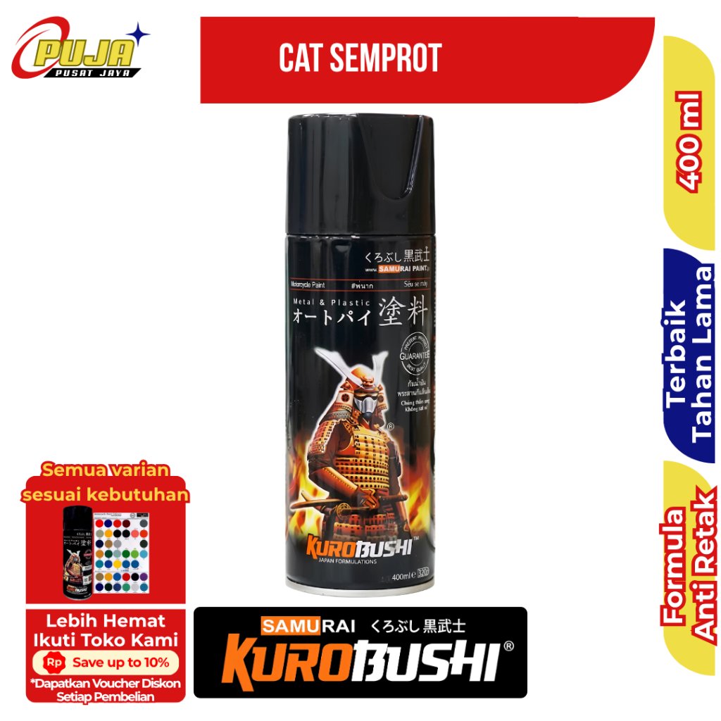 Pilok Pilox Cat Semprot Samurai Black, Clear, Red, Blue, Green, Gold,Silver,Yellow, Green Doff Dop M