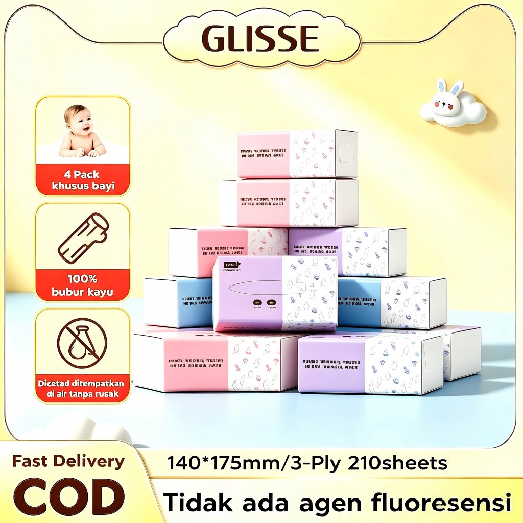 Glisse Tissue 3-Ply 360 Lembar Tiga Lapis Kemewahan, Satu Sentuhan Kelembutan