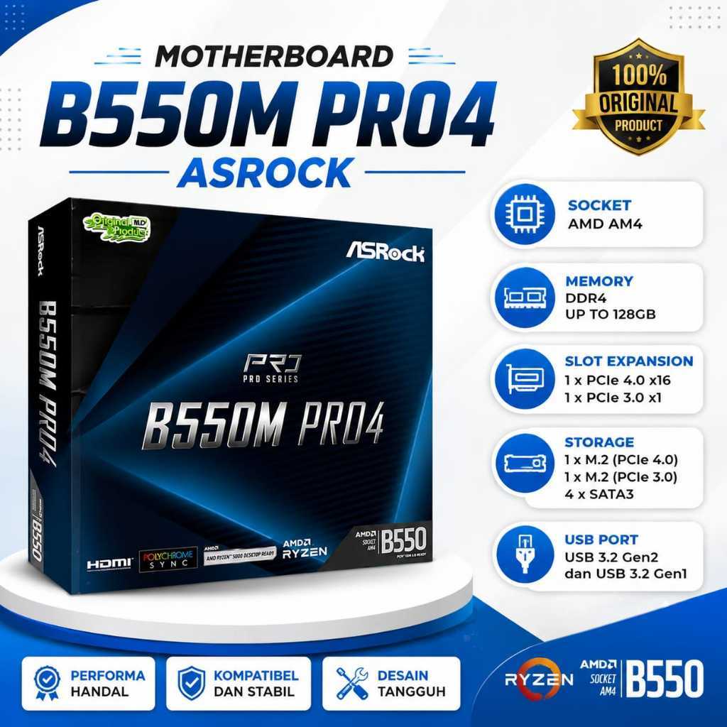 ASRock B550M Pro4 AM4 B550 DDR4 PRO 4