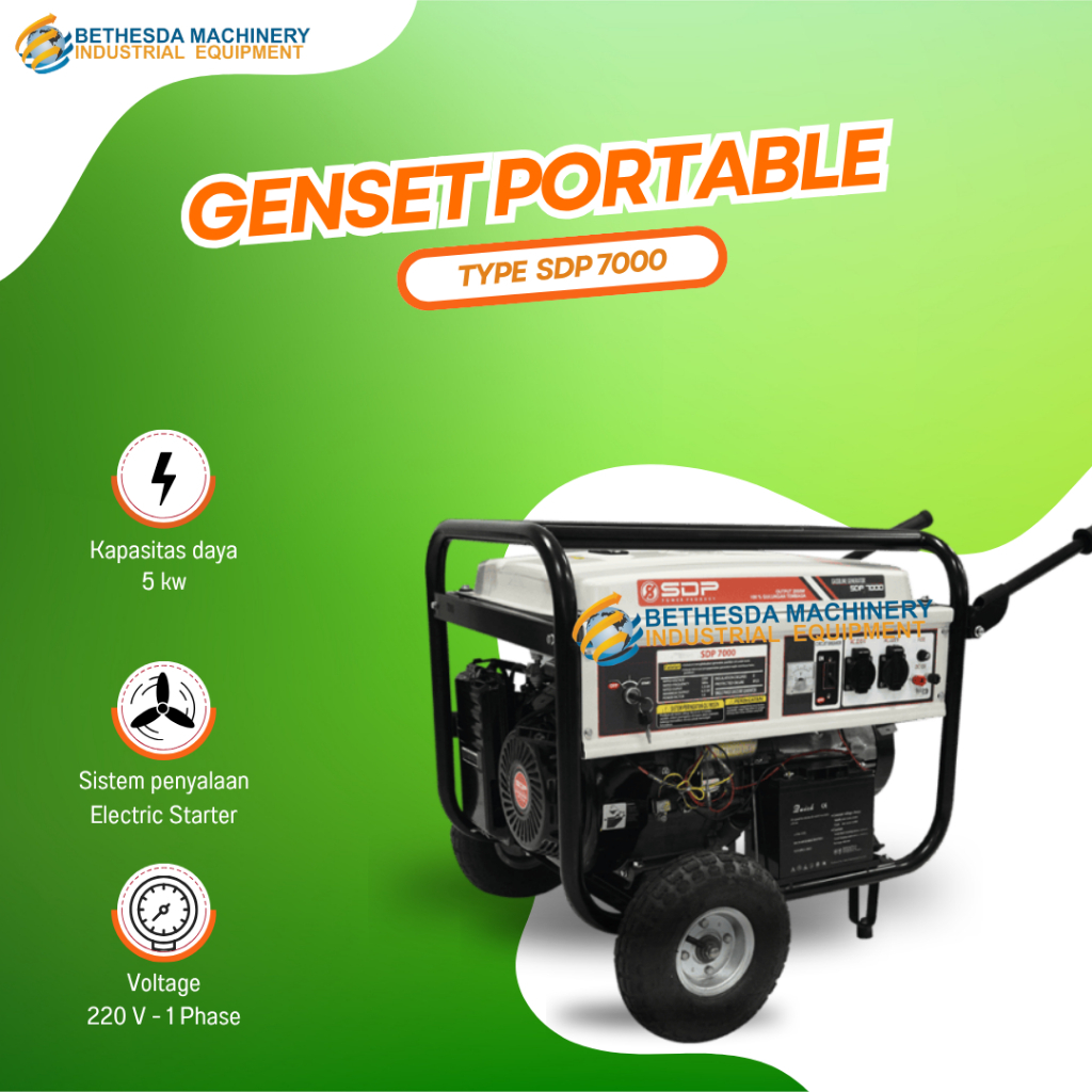Genset Portable SDP 7000 - 5000 watt Genset bensin 1 Phase