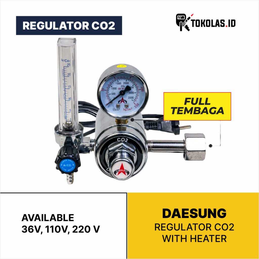 Regulator Las Welding Regulator Co2 with Heater 36 110 220 V Daesung
