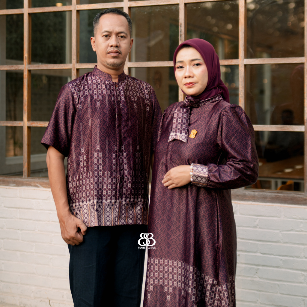 BSB Baju Couple Pasangan Kondangan Gamis Wanita Kemeja Pria Sarimbit Set Pakaian Couple Pasangan Kek