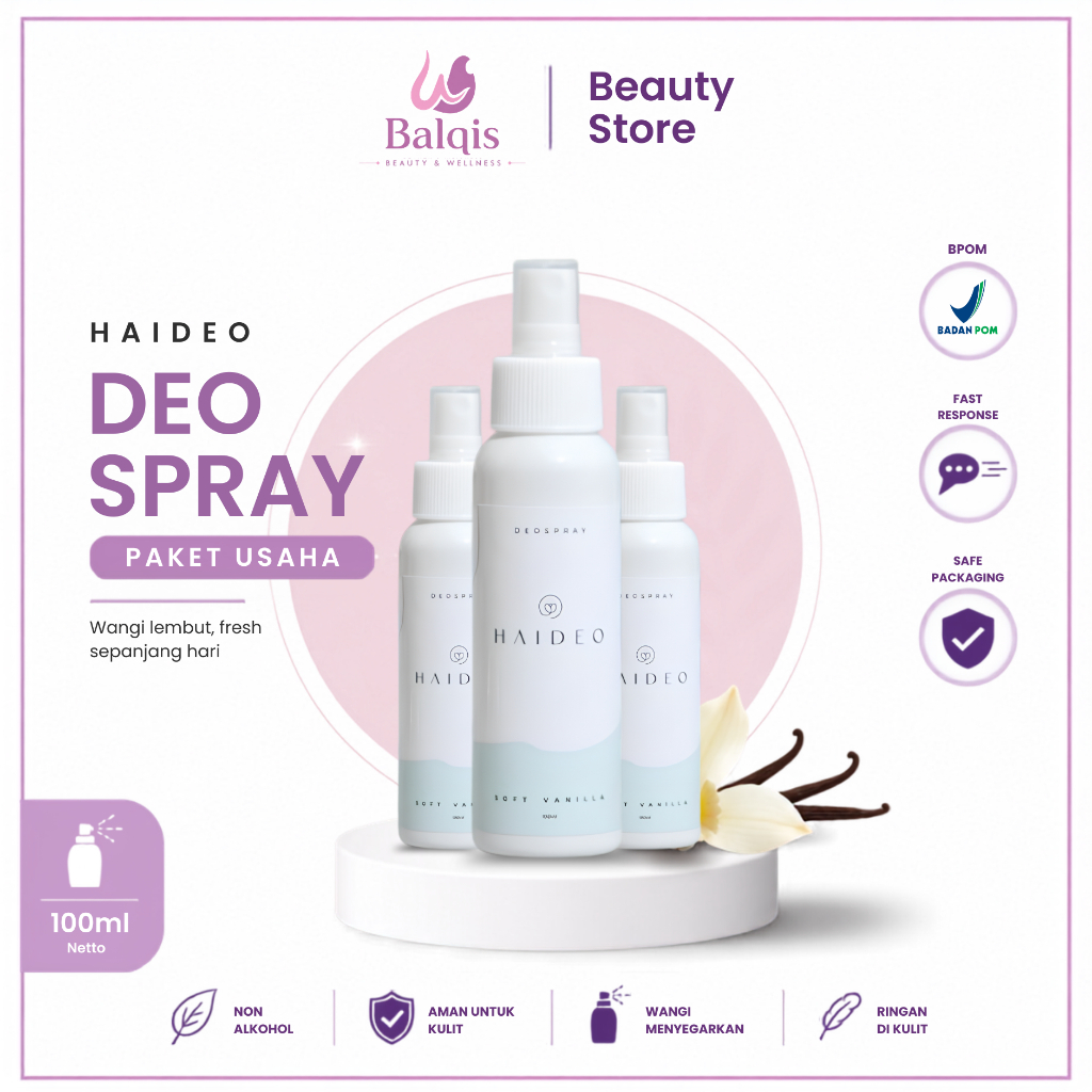 HAIDEO PAKET USAHA 10 BOTOL PROMO Haideo Deodorant Spray Tawas Haideo Spray