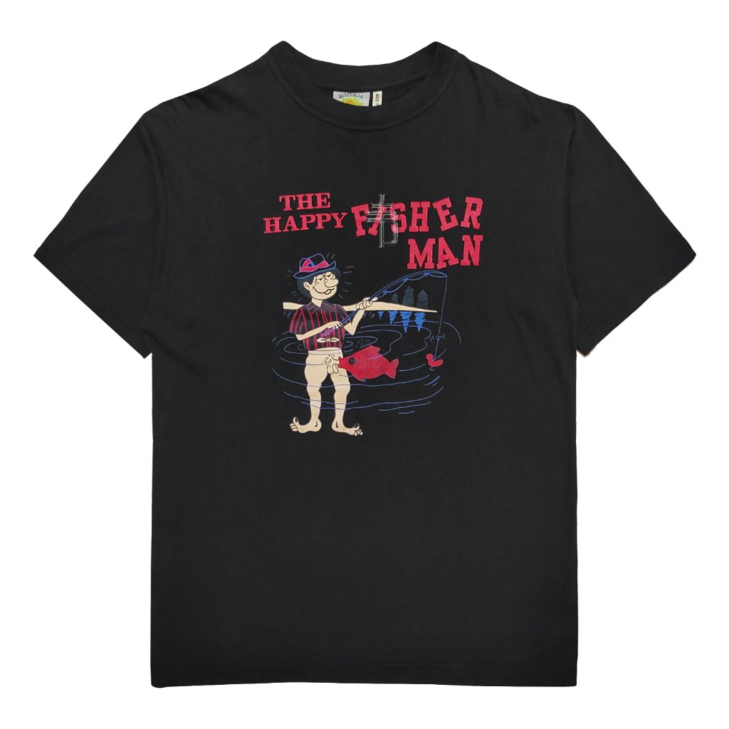 Vintage Y2K Quote The Happy Fisherman Funny Font Porn Tee Kaos Graphic Statement
