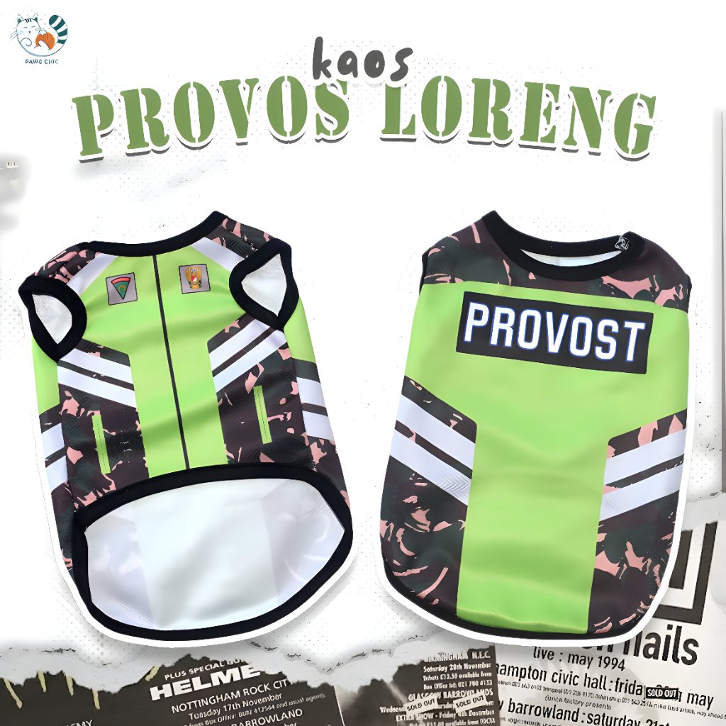 Baju Kucing Anjing Size Jumbo Rompi Provos Loreng TNI Untuk Kucing Anjing Monyet Anak Kambing