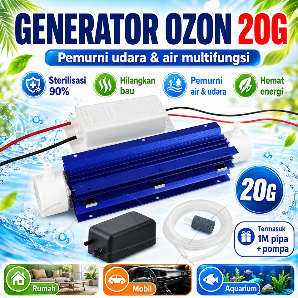 pembersih udara ruangan Generator Ozon 220V 10G Ozone Generator Tube Water Tabung Air Purifier Water