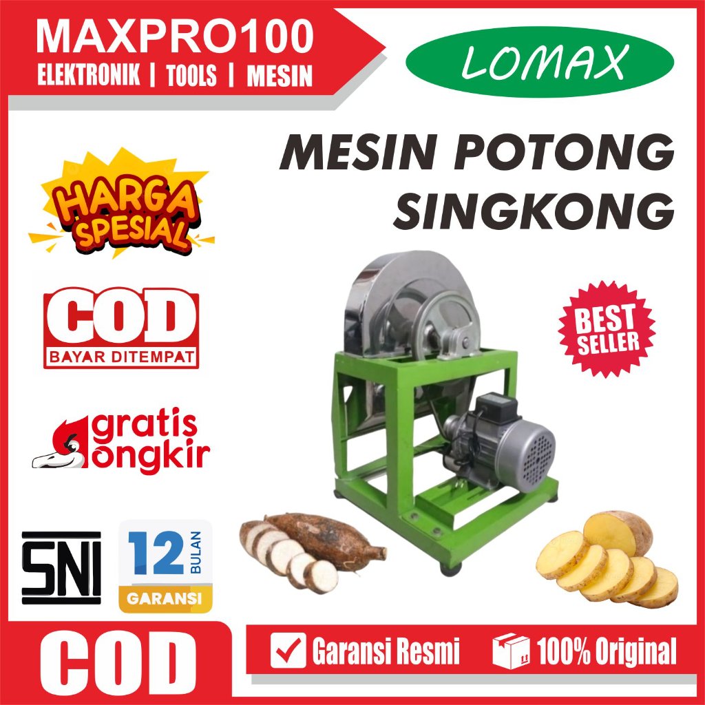 Mesin Pemotong Singkong Otomatis Listrik 200W - Alat Perajang Kripik Singkong / Pisang / Kentang Sta