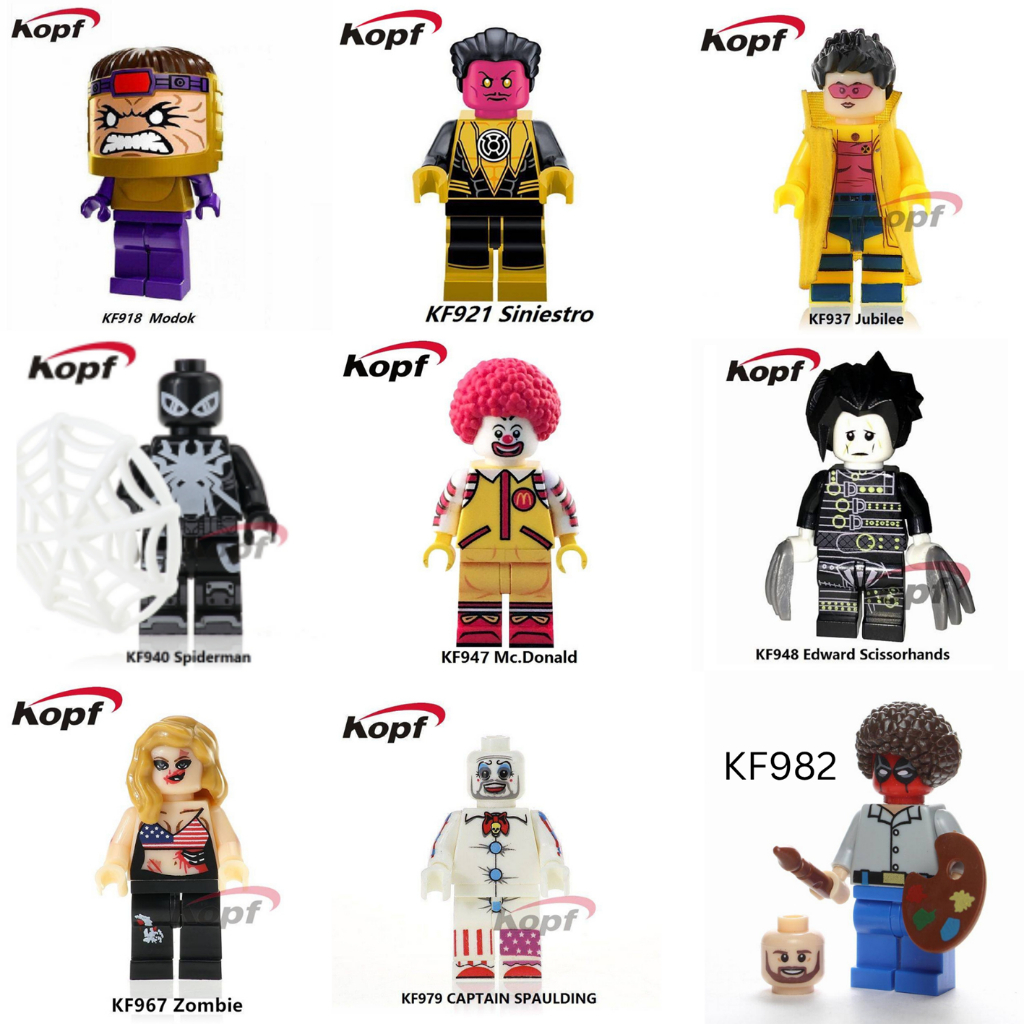 Mainan Modok Sinestro Jubilee Spiderman Ronald Edward Scissorhands Zombie Captain Spaulding Deadpool