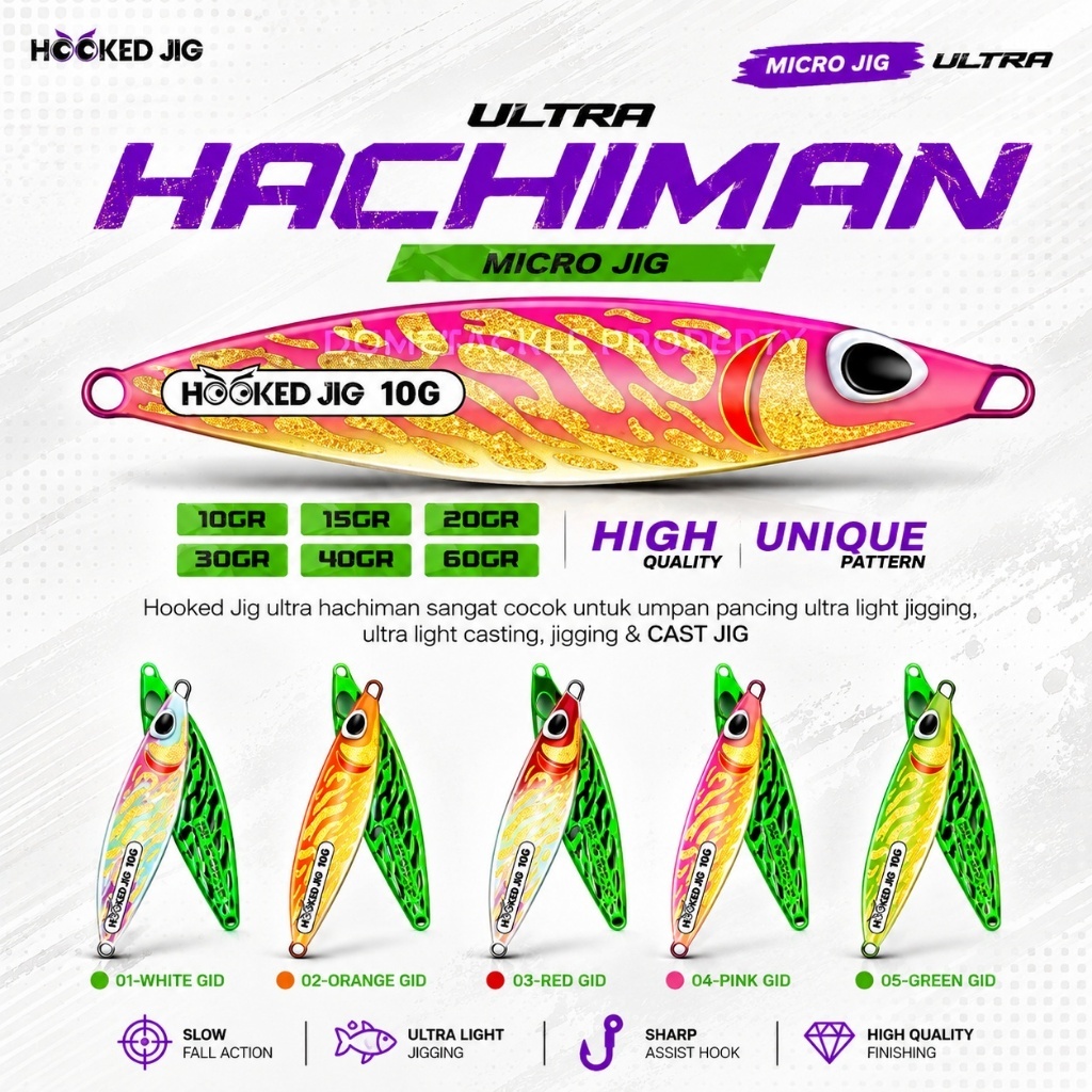 Umpan Pancing Ultra Hachiman Markiman Metal Jig GID Glow In The Dark  Micro Jig 3D Eye Fishing Lure 