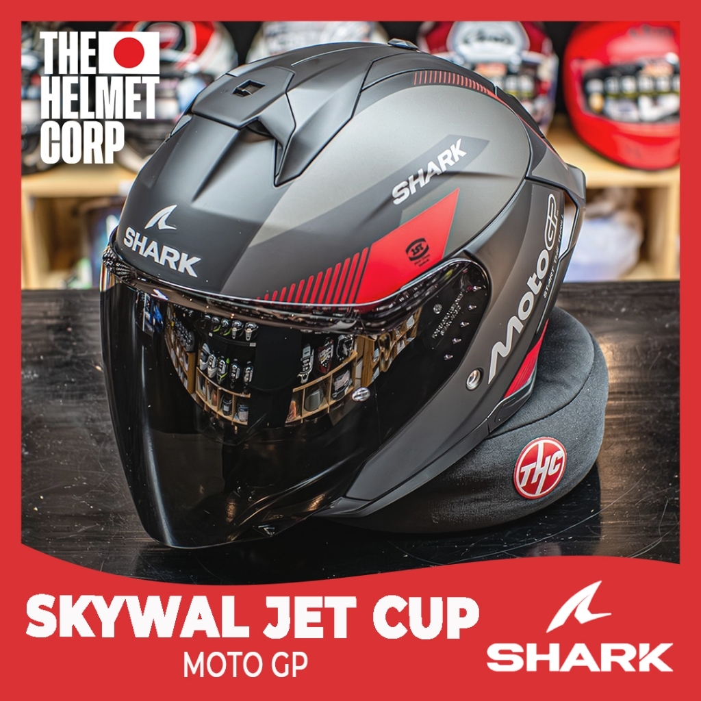 HELM SHARK SKYWAL JET CUP MOTOGP MATT HALF FACE HELM RIDING DOUBLE VISOR HELM MOTOR ORIGINAL SHARK