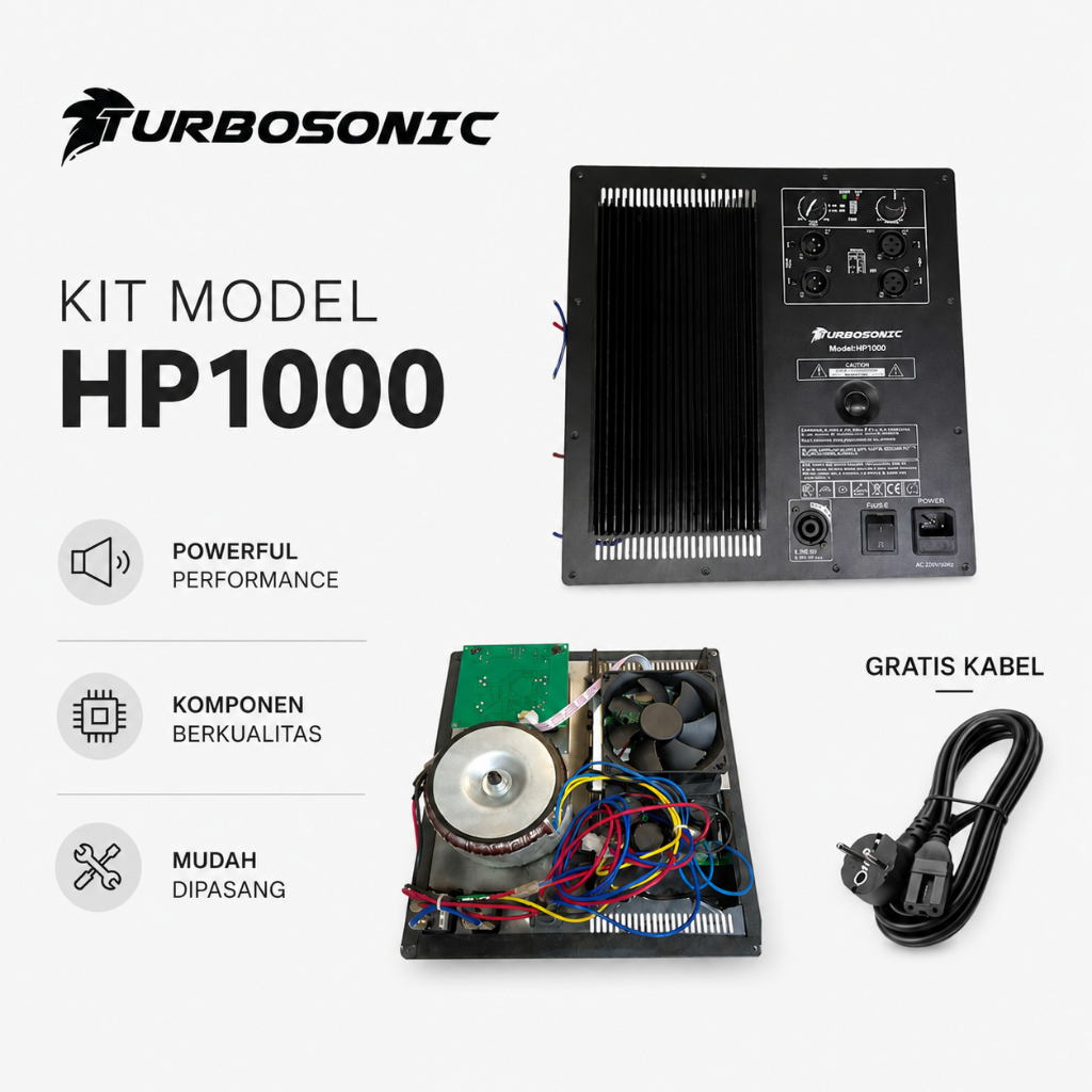 TURBOSONIC SUB1000 KIT POWER AKTIF SUBWOFER 600 WATT CLASS D ORIGINAL