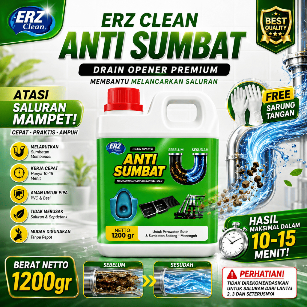 ANTI SUMBAT 1200GR Atasi Saluran Air Mampet WC Closet Wastafel Kamar Mandi Cairan Saluran Air Tersum