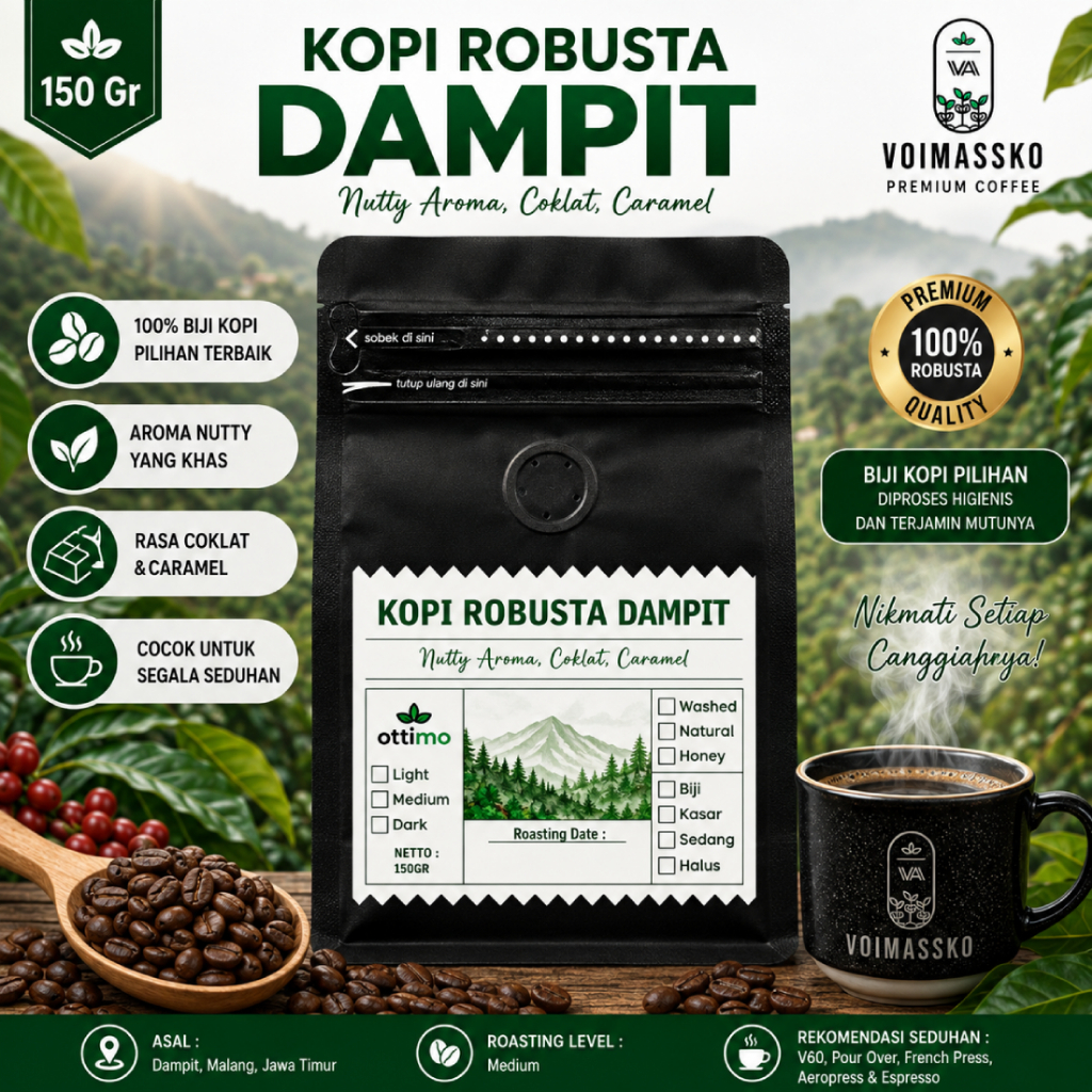 Ottimo Kopi 150gr / Kopi / Kopi Bubuk / Kopi Hitam / Biji Kopi robusta / Robusta / Kopi Robusta / Ko