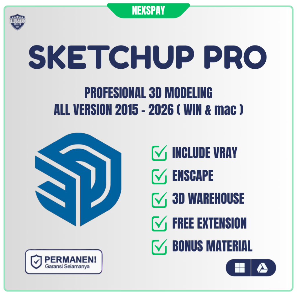 Sketchup Pro 2026 + Vray + Enscape Full Version Original Lifetime + Panduan Instalasi (WIN & MAC)