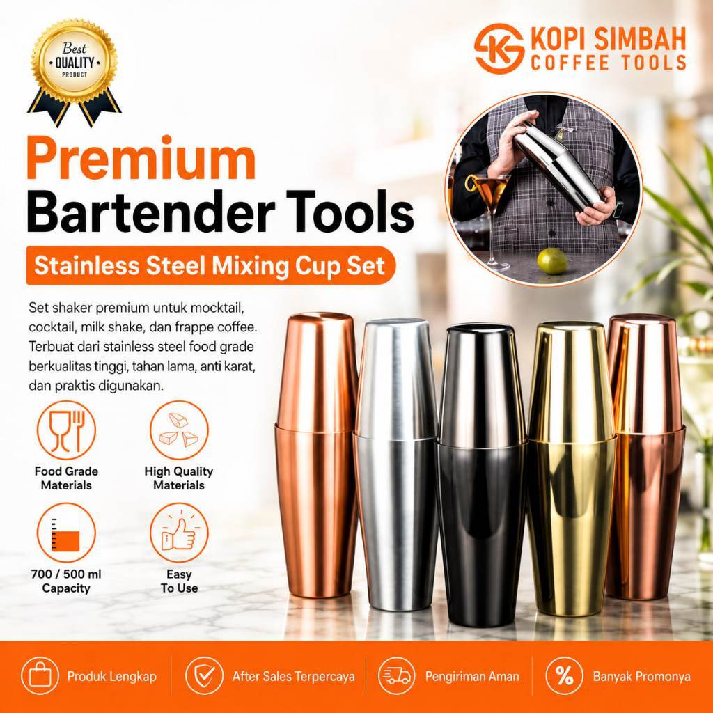 Premium Boston Shaker 700ml 500ml Stainless Steel Bartender Cocktail Mocktail Shaker