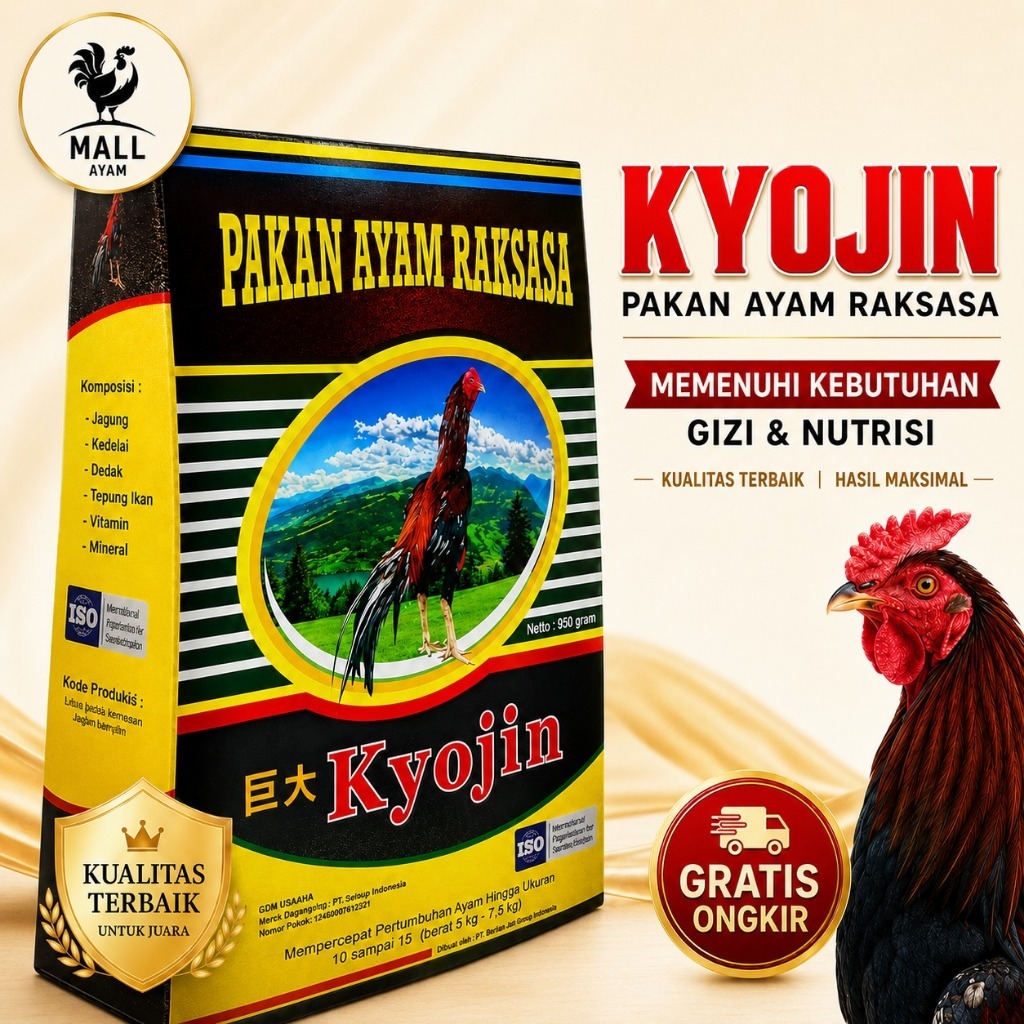 AYAM MALL Kyojin 950 Gram Pakan Ayam Raksasa Original Makanan Ayam Jago Bangkok Kampung Pakan Pertum