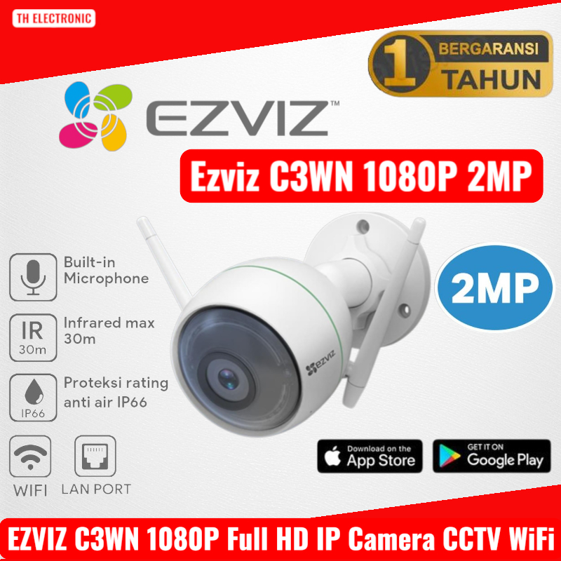 Ezviz C3WN 1080P 2MP | IP wifi outdoor FHD IR Cctv Ezviz C3WN 2MP 1080p RESMI