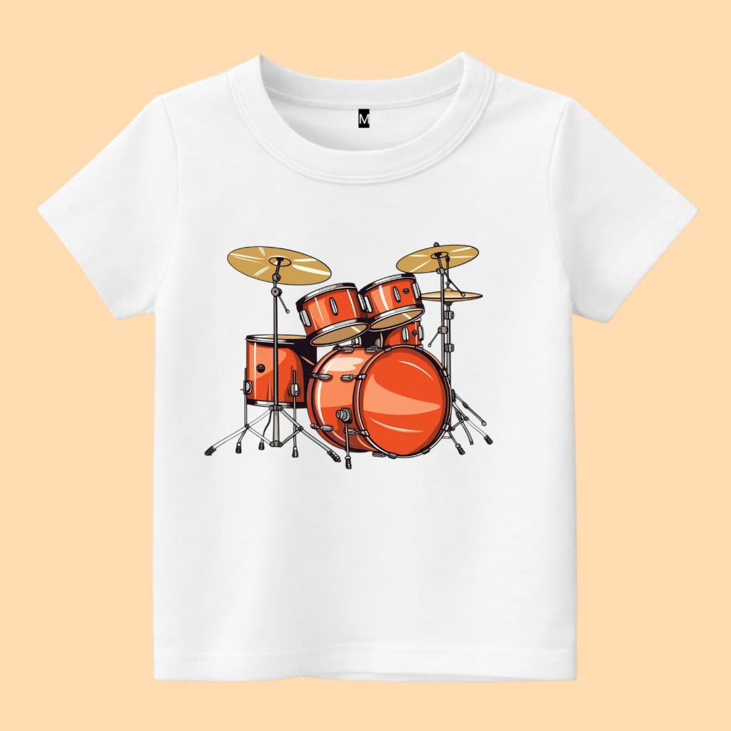 baju kaos anak gambar alat musik drumband