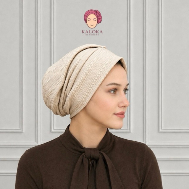 Kaloka turban turki dewasa instan hijab Adila sorban beanie kupluk topi stretch melar ringan adem - 