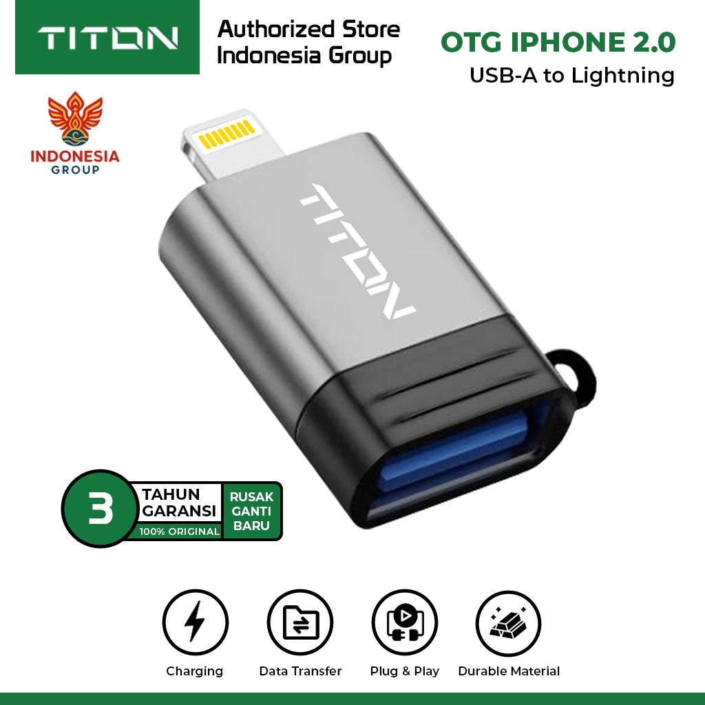 IG JKT TITON OTG iPhone Converter USB-A to Lightning USB 2.0 Flashdisk Data Transfer iPhone X XR 11 