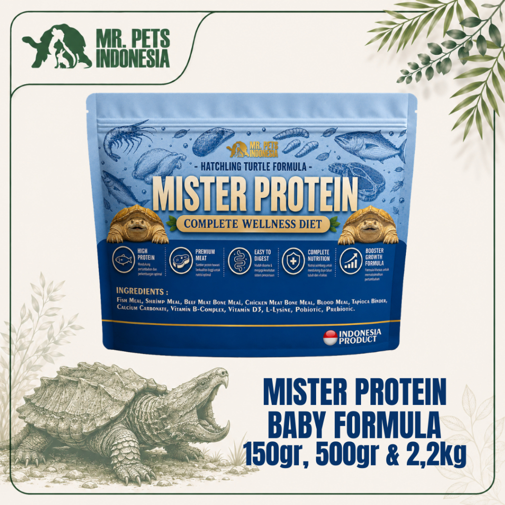 MR PROTEIN - Turtle Food High Protein / Pelet Kura kura air / makanan kura brazil, res, dbt, ast, cs