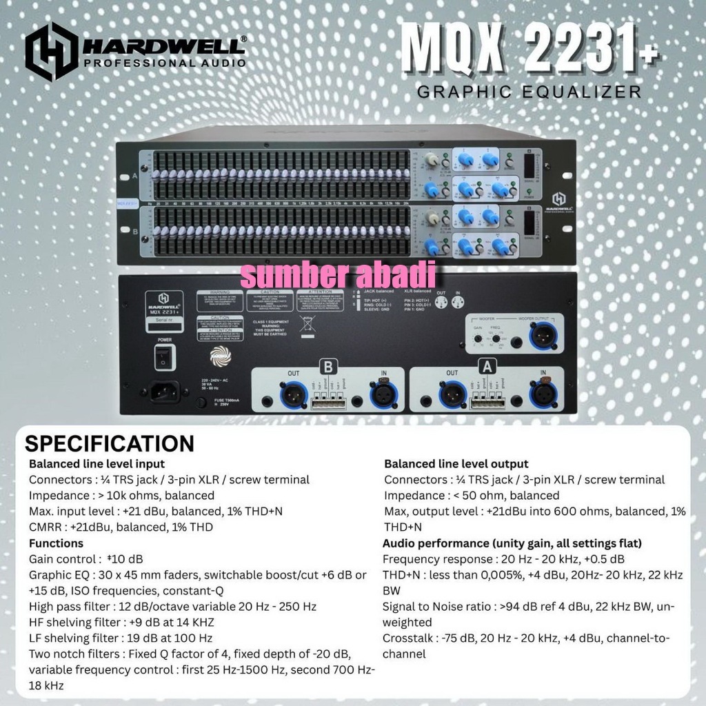 Equalizer Hardwell MQX 2231+ Original Equalizer Hardwell MQX2231+ With Output Subwoofer