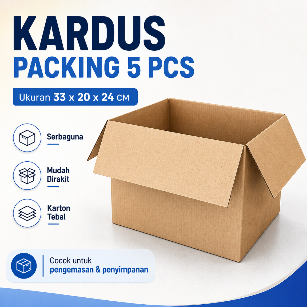 Kardus Packing 5 PCS Ukuran 33x20x24 CM | Box Karton Serbaguna