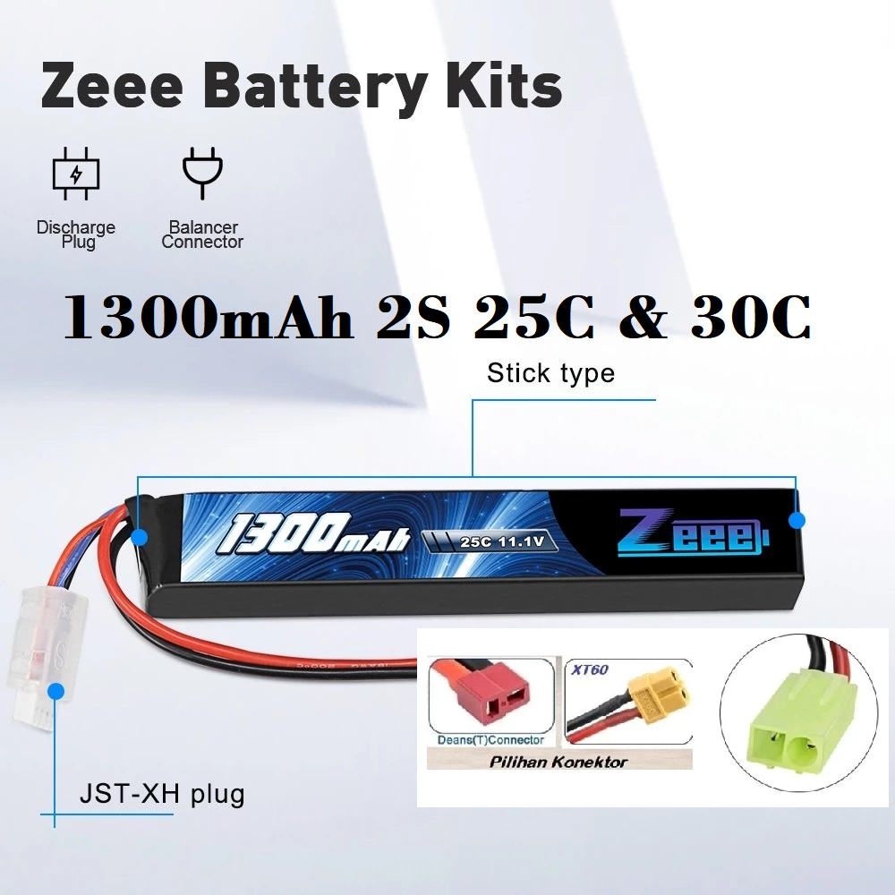 Lipo Sugus Zeee 1300mah 2s 7.4v 25C Lipo Battery Baterai WGB Watergell Blaster