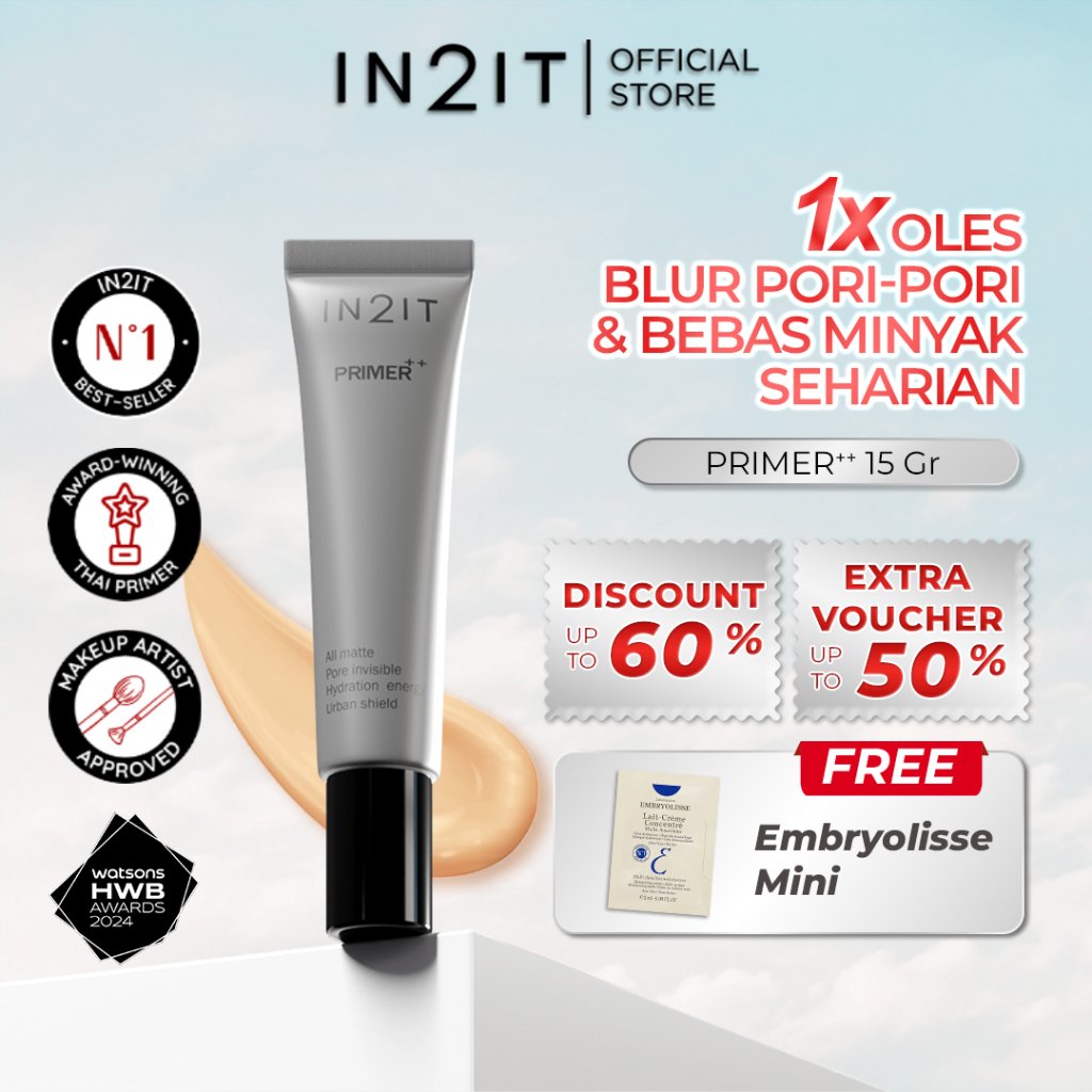 IN2IT Primer++ 15gr | Primer Wajah Pore Blur Oil Control | Makeup Base Blur Pori untuk Kulit Berminy