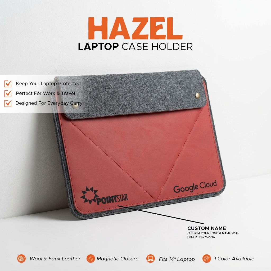HAZEL Laptop Case UNISEX CUSTOM / Wool Blend Felt + Faux Leather / Essential Pack (Hazel)