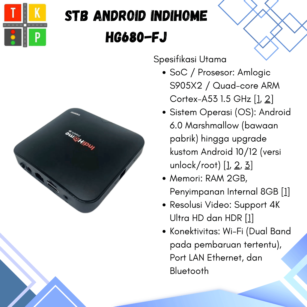 STB ANDROID INDIHOME HG680-FJ
