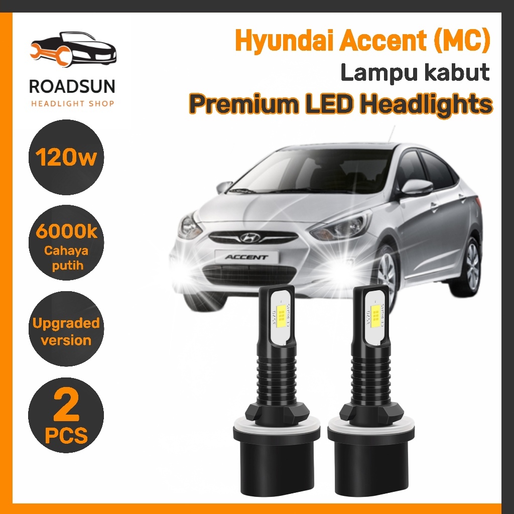 Lampu Kabut LED H27 880 Headlights untuk Hyundai Accent (MC) 2007-2011 Foglamp 120W 6000K Cahaya put