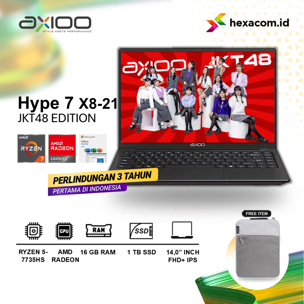 Laptop Axioo Hype 7 X8-21 JKT48 Ryzen 7 6800H 16GB 1TB 14.0" FHD+ IPS Windows 11